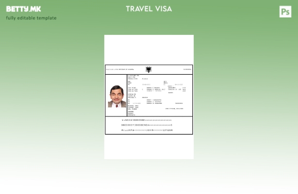 Шаблон за виза за Албанија во модерен стил