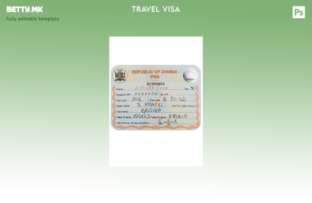 Шаблон за виза за Замбија во модерен стил