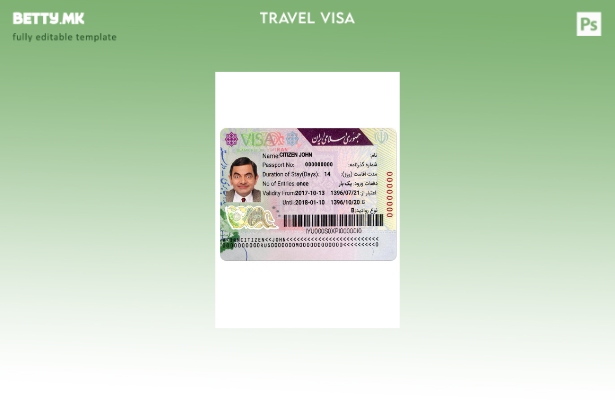 Шаблон за виза за Иран во модерен стил