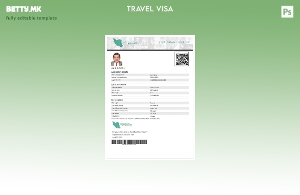 Шаблон за виза за Иран е модерен стил