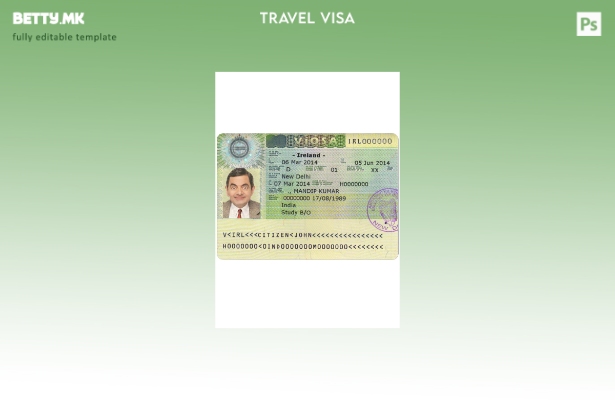Шаблон за виза за Ирска во модерен стил