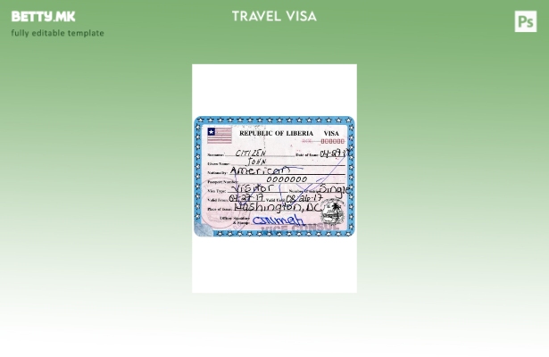 Шаблон за виза за Либерија во модерен стил