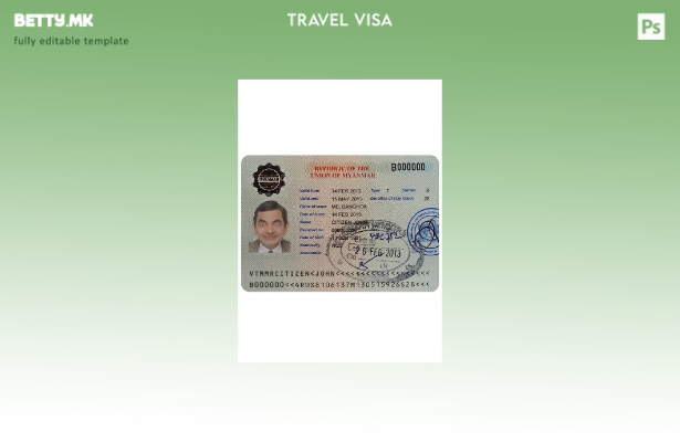 Шаблон за виза за Мјанмар во модерен стил