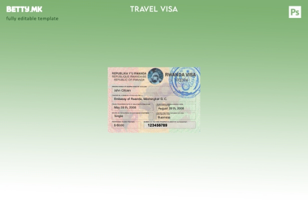 Шаблон за виза за Руанда во модерен стил