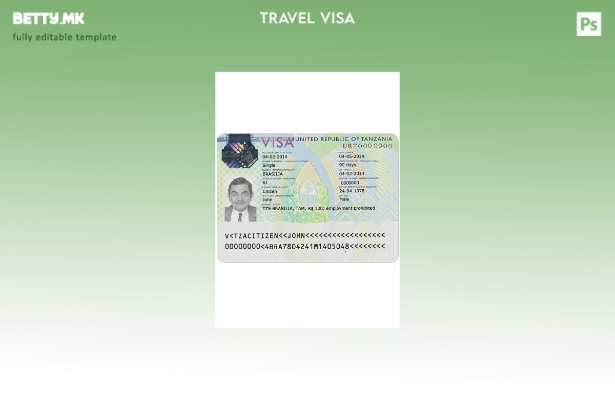 Шаблон за виза за Танзанија во модерен стил