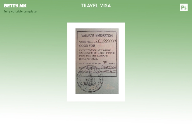 Шаблон за виза за печат на Вануату во модерен стил