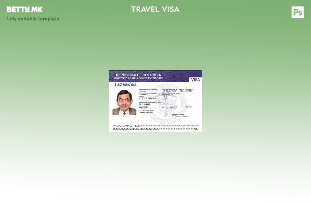 Шаблон за електронска картичка за виза за Колумбија во модерен стил