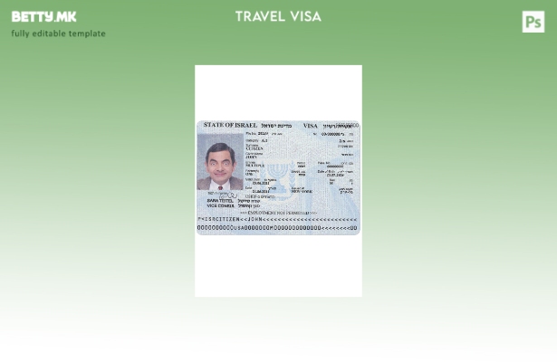 Шаблон за израелска виза во модерен стил