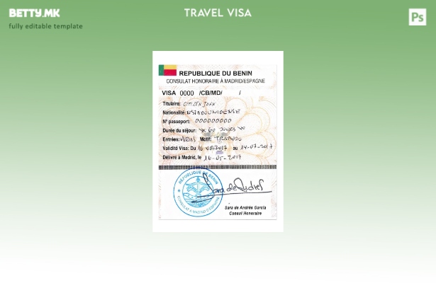 Шаблон за патна виза за Бенин во модерен стил