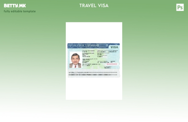 Шаблон за патна виза за Колумбија во модерен стил