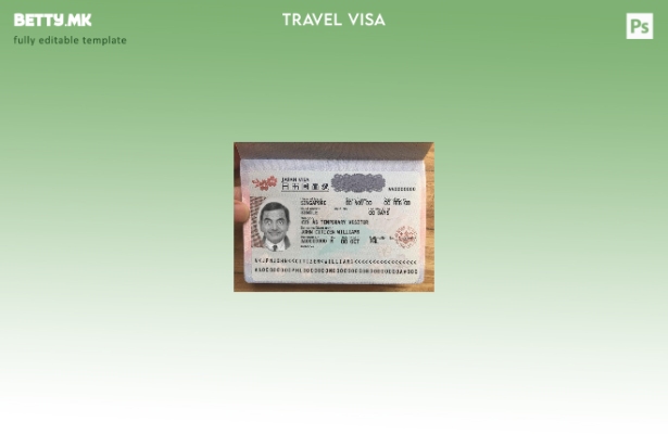 Шаблон за туристичка виза за Јапонија во модерен стил во формат Psd, целосно мож