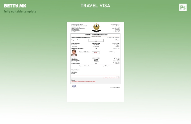 модерен стил Ирак и виза во шаблон за Word и Pdf