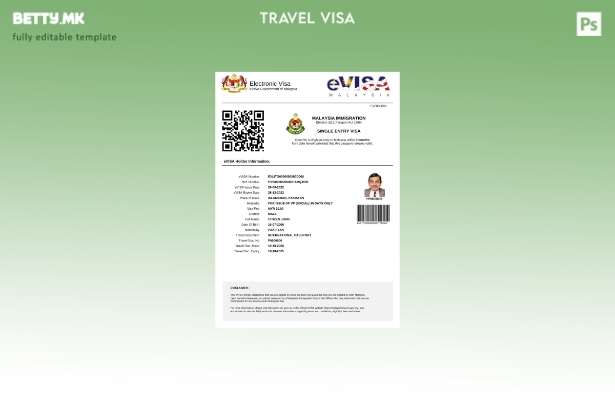 модерен стил Малезија е виза во шаблон за Word и Pdf