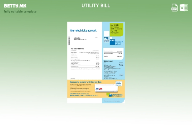 Модерен стил Австралија AGL шаблон збор за сметки за електрична енергија