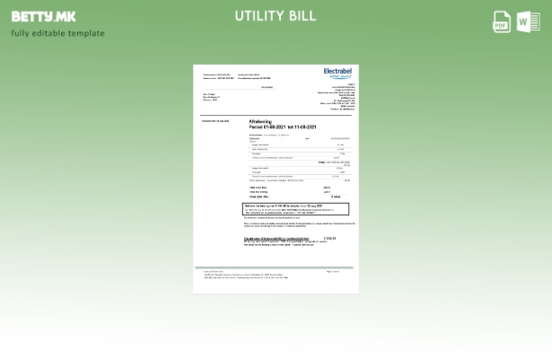 Модерен стил Белгија Electrabel шаблон за комунални сметки за електрична енергиј