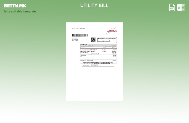 Модерен стил Белгија Luminus шаблон за комунални сметки