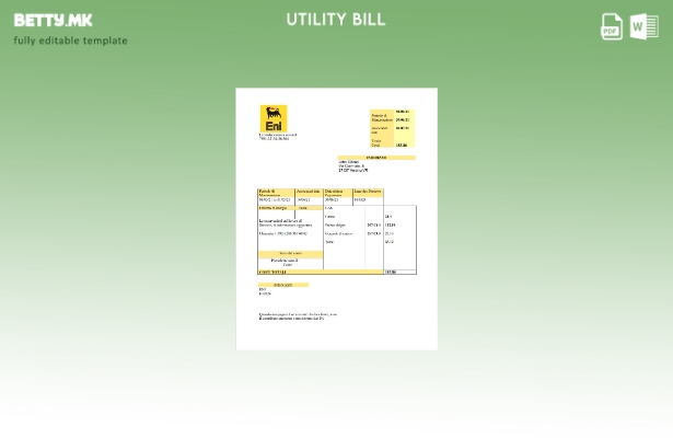 Модерен стил Италија Шаблон за комунални сметки за гас