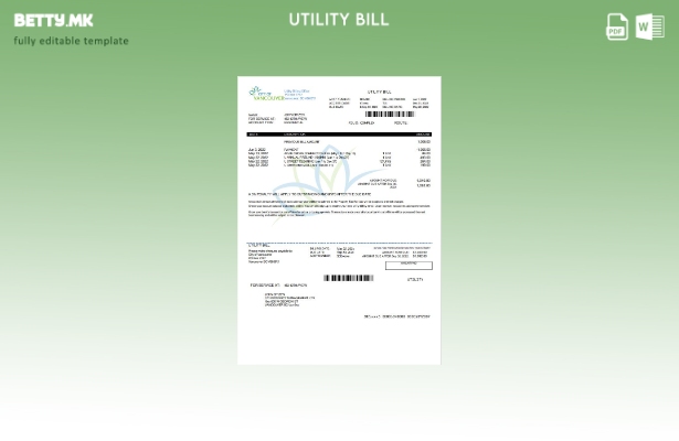 Модерен стил Канада Британска Колумбија Град Ванкувер шаблон за комунални сметки