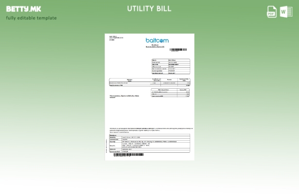 Модерен стил Латвија Балтком сметка за комунални услуги за телекомуникации (латв