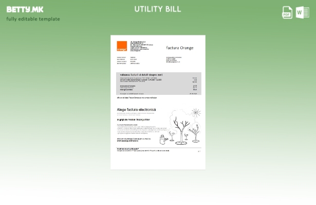 Модерен стил Молдавија Orange Factura шаблон за комунални сметки
