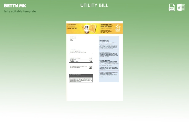 Модерен стил Обединетото Кралство ЕДФ Шаблон за комунални сметки за електрична е