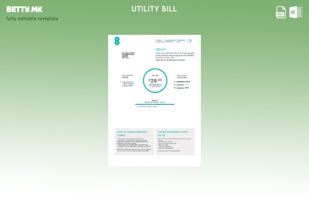 Модерен стил Обединетото Кралство ЕЕ шаблон сметки за комунални услуги