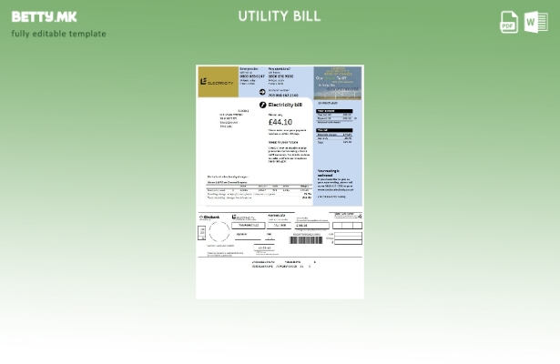 Модерен стил Обединетото Кралство Шаблон за сметки за електрична енергија