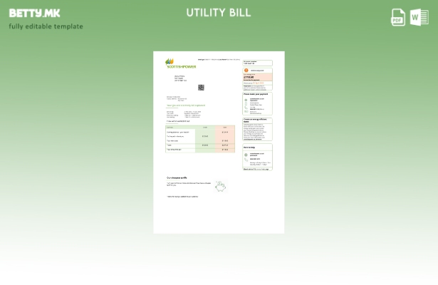 Модерен стил Обединетото Кралство Шкотска Енергија шаблон сметки за комунални ус