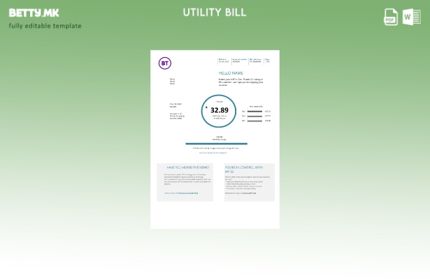Модерен стил Обединетото Кралство BT верзија на сметки за комунални услуги () ша