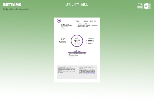 Модерен стил Обединетото Кралство BT шаблон за комунални сметки