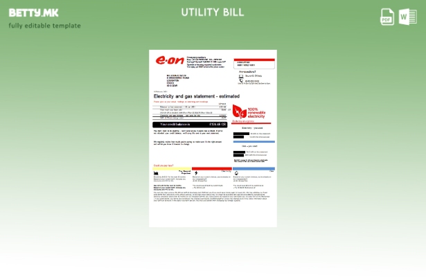 Модерен стил Обединетото Кралство E.ON шаблон верзија () за комунални сметки