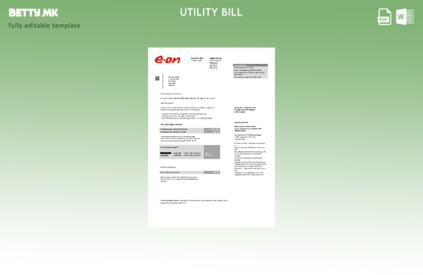 Модерен стил Обединетото Кралство E.ON шаблон верзија на сметки за комунални усл