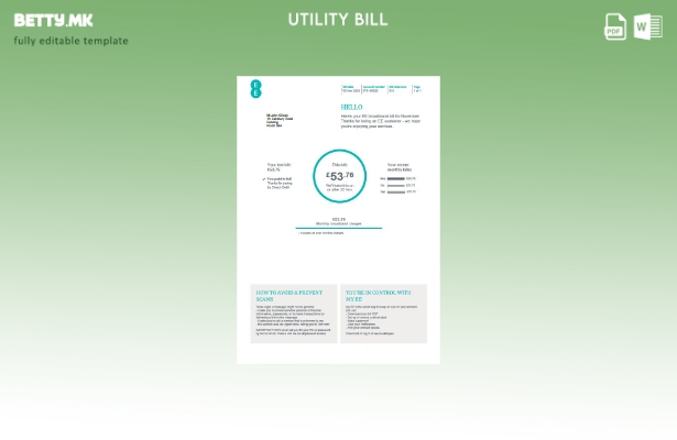 Модерен стил Обединетото Кралство EE шаблон верзија на сметки за комунални услуг