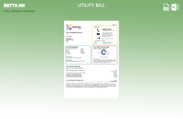Модерен стил Обединетото Кралство LoCO Energy шаблон за комунални сметки