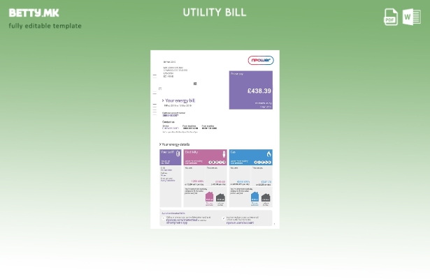 Модерен стил Обединетото Кралство Npower шаблон верзија на сметки за комунални у
