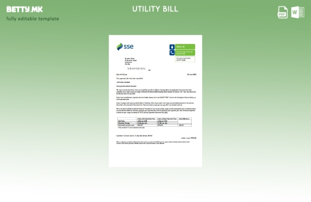 Модерен стил Обединетото Кралство SSE Energy шаблон верзија на сметки за комунал