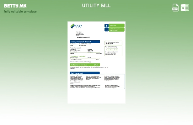 Модерен стил Обединетото Кралство SSE Energy шаблон верзија на сметки за комун 2