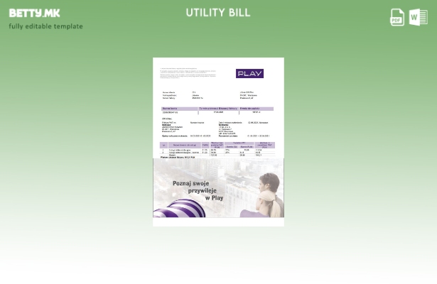 Модерен стил Полска Play Шаблон за комунални сметки