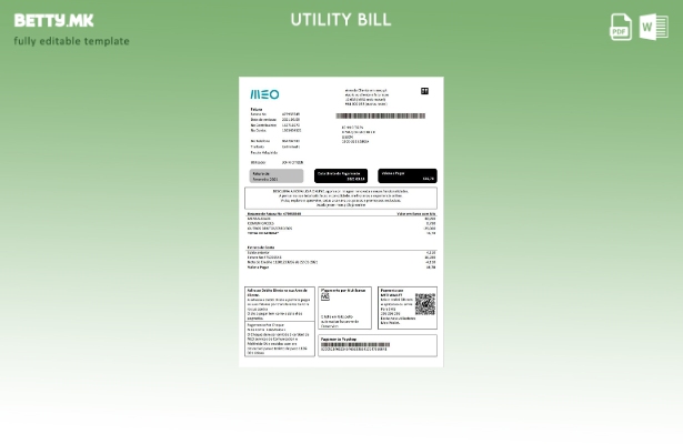 Модерен стил Португалија MEO шаблон сметки за комунални услуги