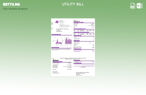 Модерен стил САД Ајова Сити на Ејмс шаблон сметки за комунални услуги