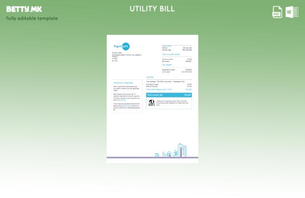 Модерен стил Словачка Шаблон за комунални сметки Hyperoptic
