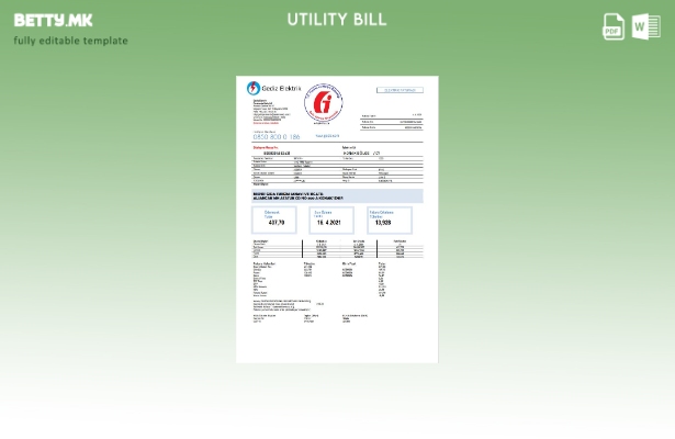 Модерен стил Турција Gediz Elektrik шаблон сметки за комунални услуги
