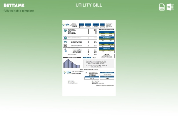 Модерен стил УСД Тајлер Технолоџис за комунални сметки за збор шаблон