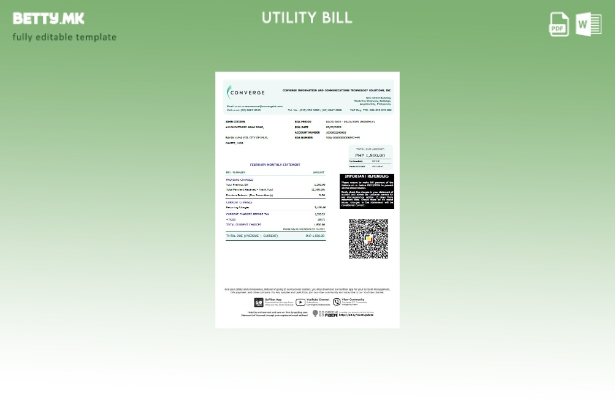 Модерен стил Филипини Converge шаблон сметки за комунални услуги
