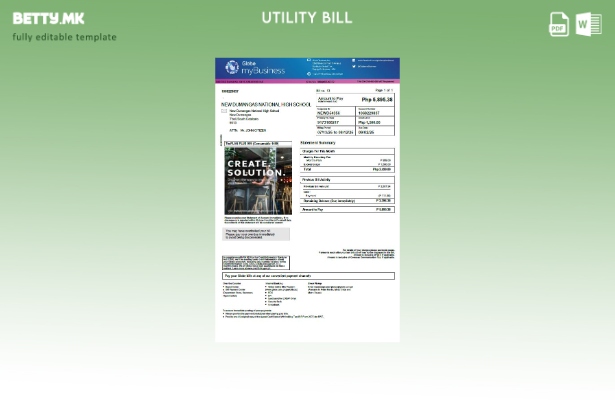 Модерен стил Филипини Globe myBusiness шаблон за комунални сметки