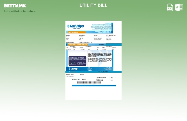 Модерен стил Чиле GasValpo шаблон за комунални сметки