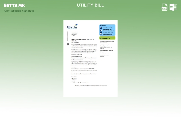 Модерен стил Шаблон верзија на сметки за комунални услуги Обединетото Кралство Б