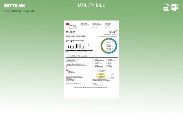 Модерен стил Шаблон верзија на сметки за комунални услуги во САД Луизијана Enter