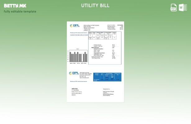 Модерен стил Шаблон за збор за комунални сметки на Бахамската компанија Power an