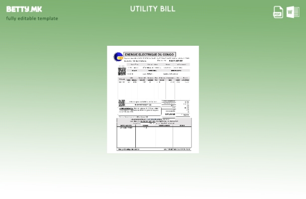 Модерен стил Шаблон за збор за сметки за комунални услуги Congo Energie Electriq